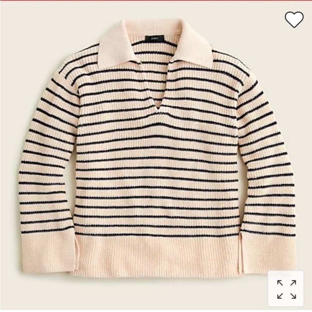 J. Crew Women's V-Neck Sweater in Cream and Black Stripes - Picture 1 of 3